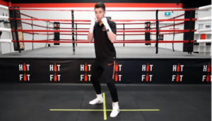 Boxing stance for wall mounted boxing practice